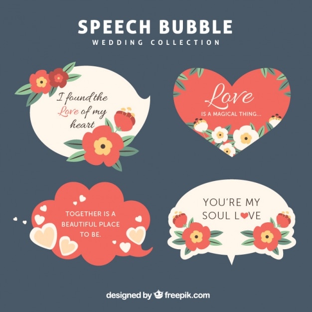 Vintage Speech Bubbles With Love Phrases Vector Free Download