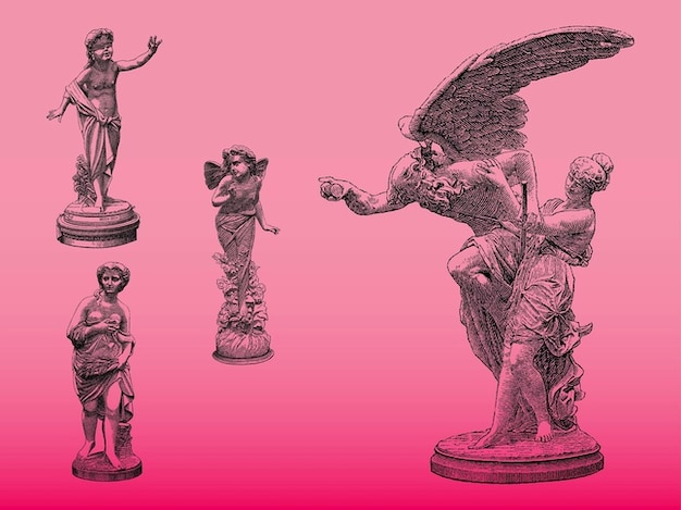 Vintage statues with wings