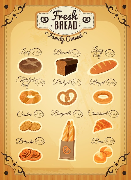 free-vector-vintage-style-bakery-price-list-poster
