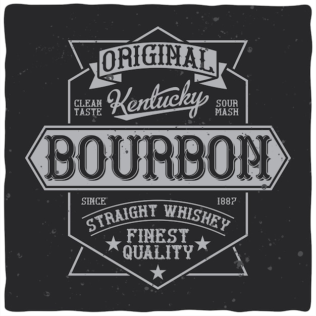 Free Vector | Vintage style bourbon whiskey label with editable ornate ...