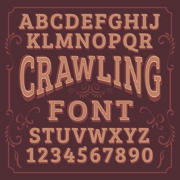 Premium Vector Vintage Style Font English Alphabet Letters And Numbers