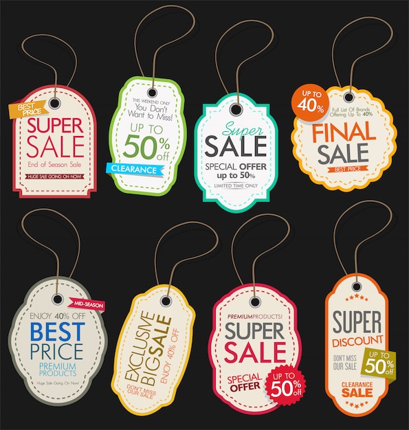 Download Premium Vector | Vintage style sale tags design vector ...