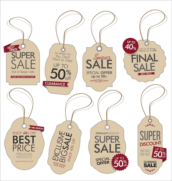 Download Vintage style sale tags | Premium Vector