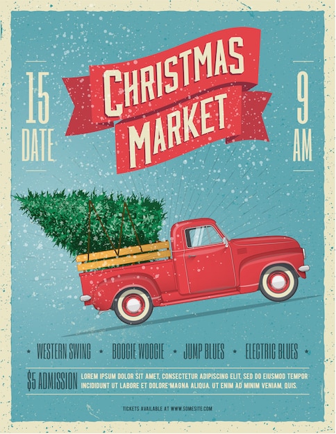 premium vector  vintage styled christmas market poster or