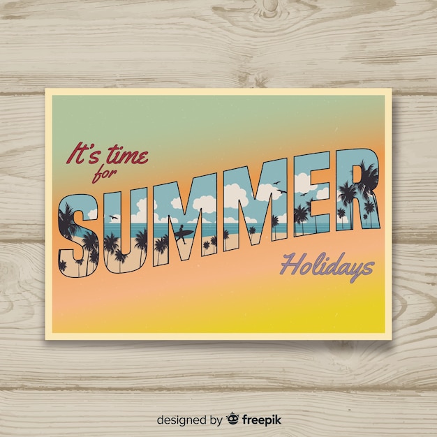 Free Vector | Vintage summer holiday postcard