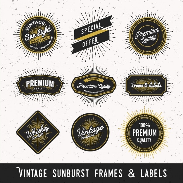 Vintage sunburst frames and labels Vector | Free Download