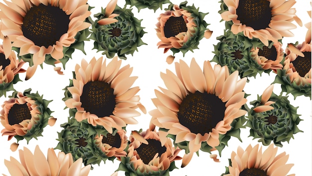 Download Vintage sunflowers seamless pattern | Premium Vector