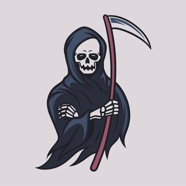 Premium Vector | Vintage t shirt design grim reaper coll illustration