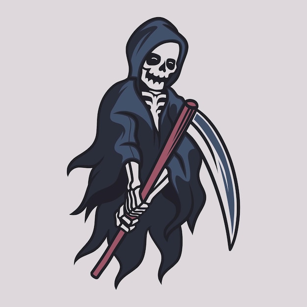 Premium Vector | Vintage t shirt design grim reaper saw one side of the ...