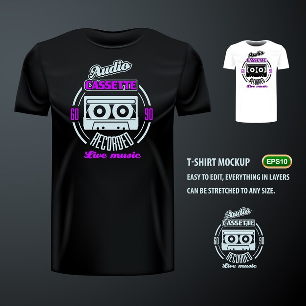 Download Premium Vector | Vintage t-shirt with stylish audio ...