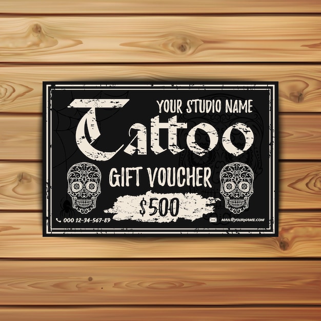 Premium Vector Vintage tattoo gift voucher. template for your tattoo