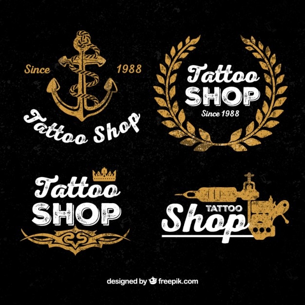 Free Vector Vintage Tattoo Shop Logos