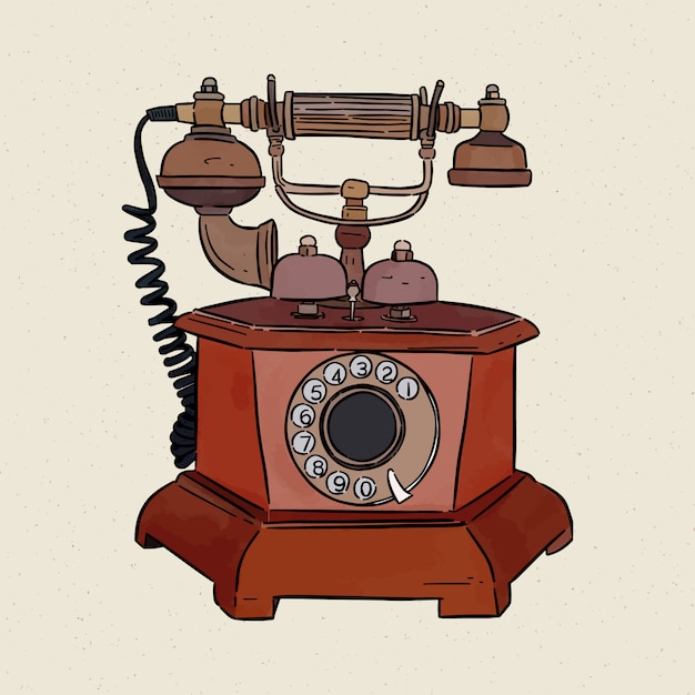 Premium Vector Vintage telephone, hand draw sketch