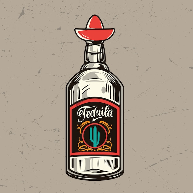 Download Free Vector Vintage Tequila Bottle Concept