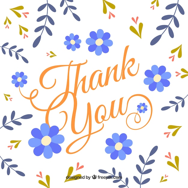 Free Vector | Vintage thank you background with flowers and leaves