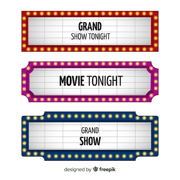 Free Vector Vintage theater signs collection in flat design