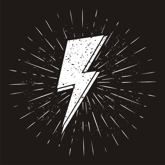 Vintage thunder symbol with sunburst in grunge background | Premium Vector