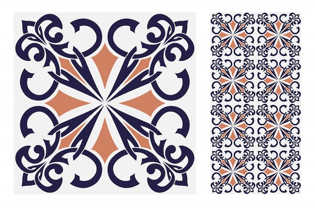 Download Vintage tiles patterns antique seamless design in vector illustration | Premium Vector