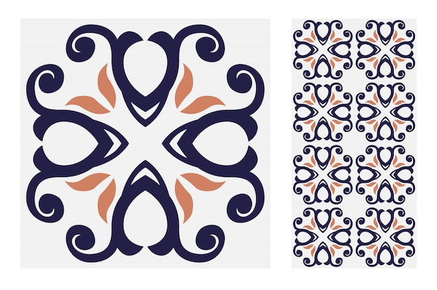 Download Vintage tiles patterns antique seamless design in vector illustration | Premium Vector