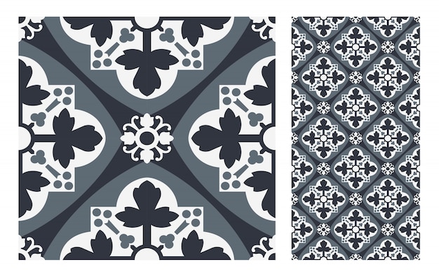 Download Premium Vector | Vintage tiles patterns antique seamless ...