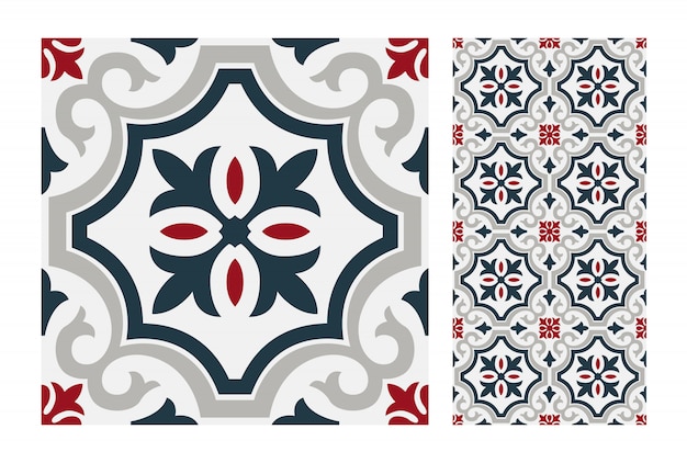 Download Premium Vector | Vintage tiles patterns antique seamless design