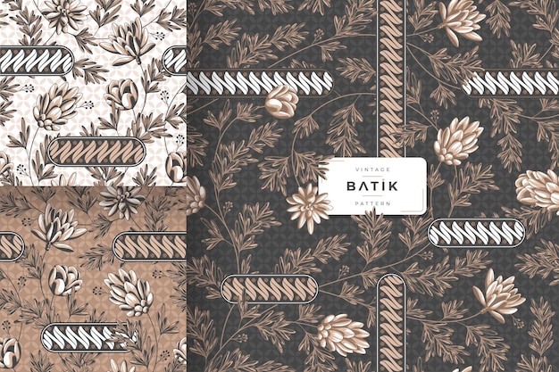  Vintage traditional batik pattern template