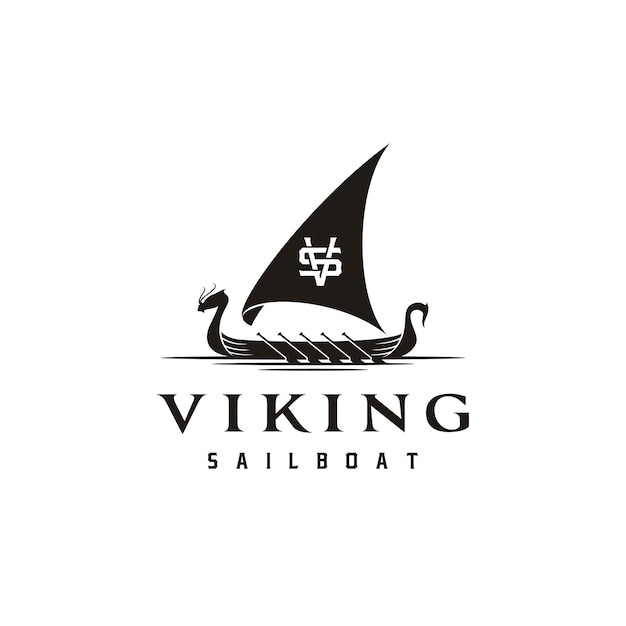 Premium Vector Vintage Traditional Viking Ship Boat Silhouette Logo With Initials Letter V S Sv Vs