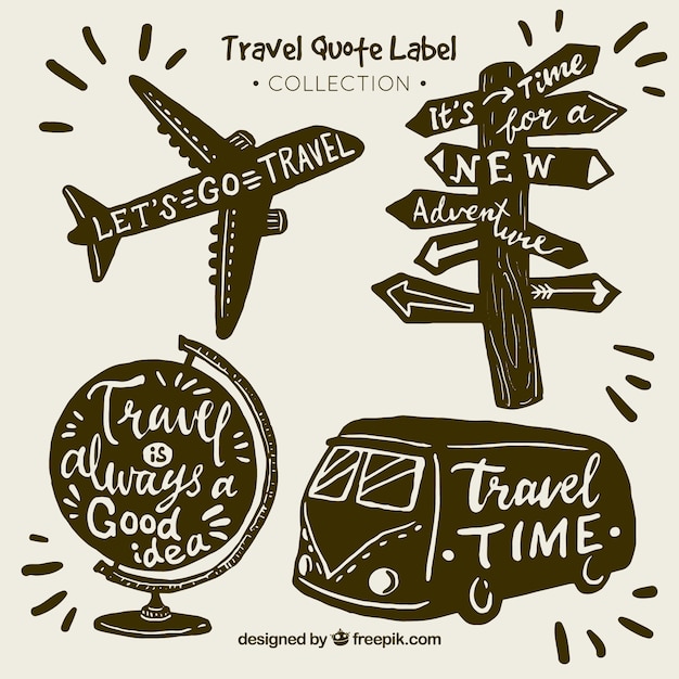 Download Free Vector | Vintage travel quote label collection