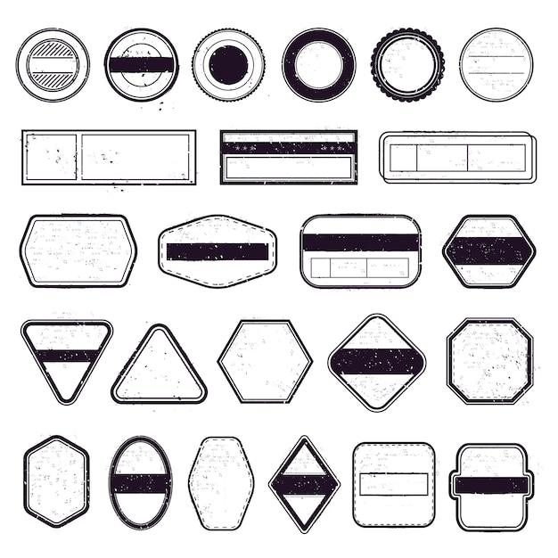 ヴィンテージ旅行スタンプ 消印テンプレート トラベルメーリングラベル 航空ボーダースタンプフレーム 切手フレームのアイコンを設定 プレミアムベクター