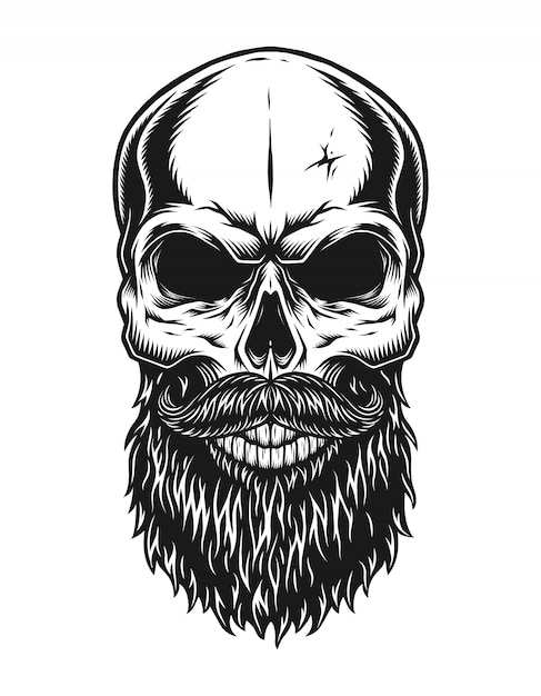 Vintage trendy bald hipster skull template | Free Vector