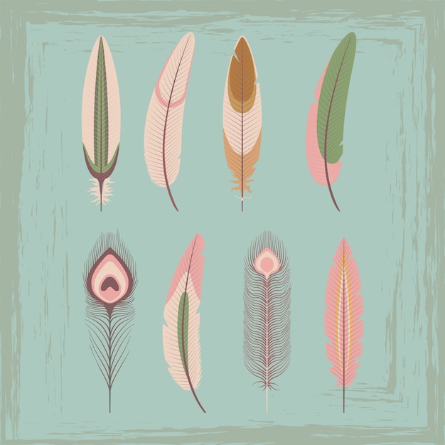 Download Vintage tribal feathers on grunge Vector | Premium Download