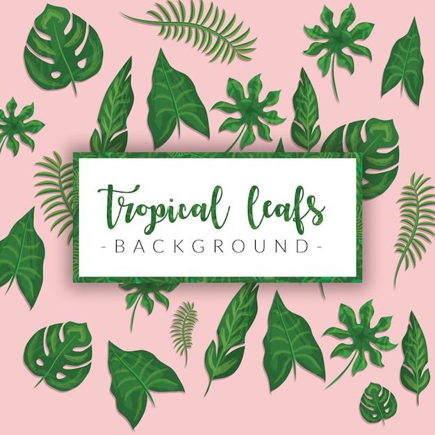 Vintage Tropical Leafs Leaves Background Watercolor Shading