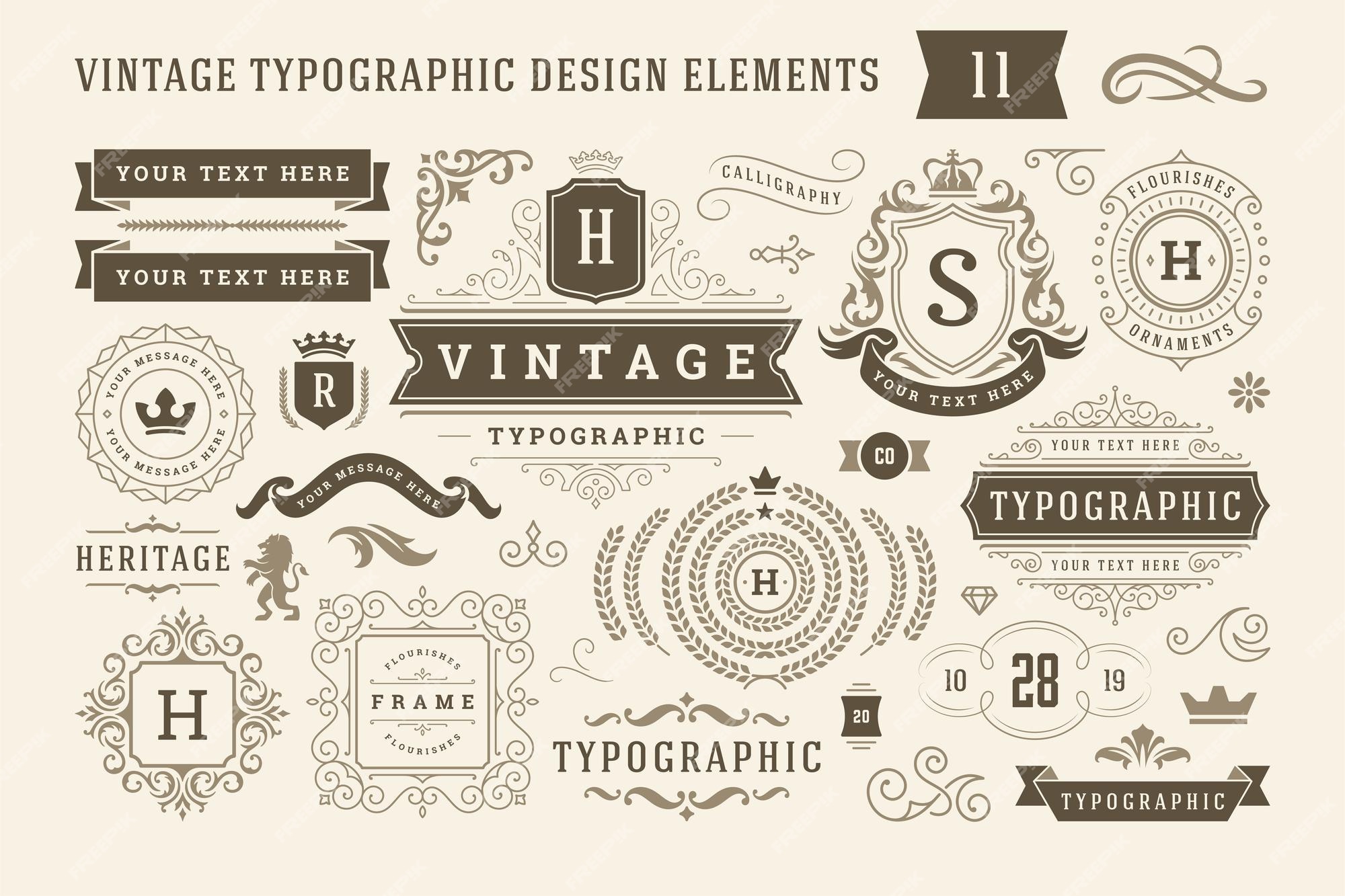 Premium Vector | Vintage typographic design elements set vector ...