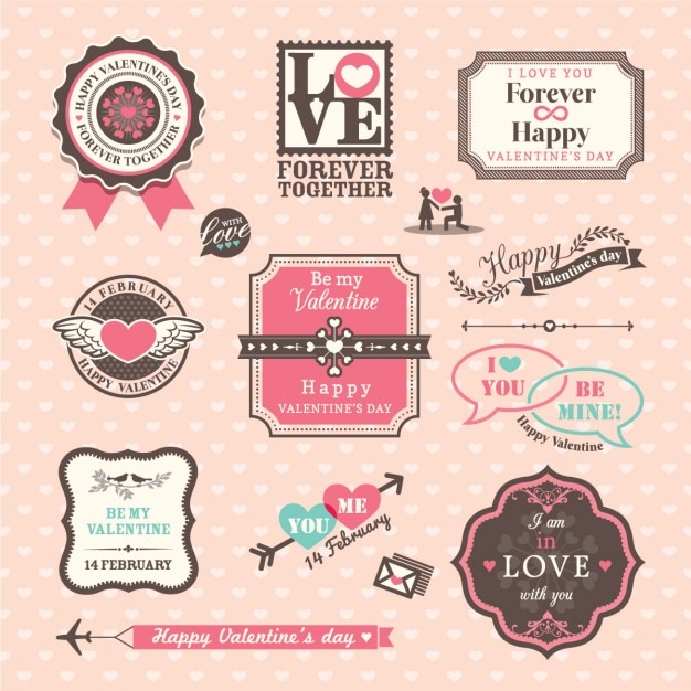 Download Free Vector Vintage Valentine Badges