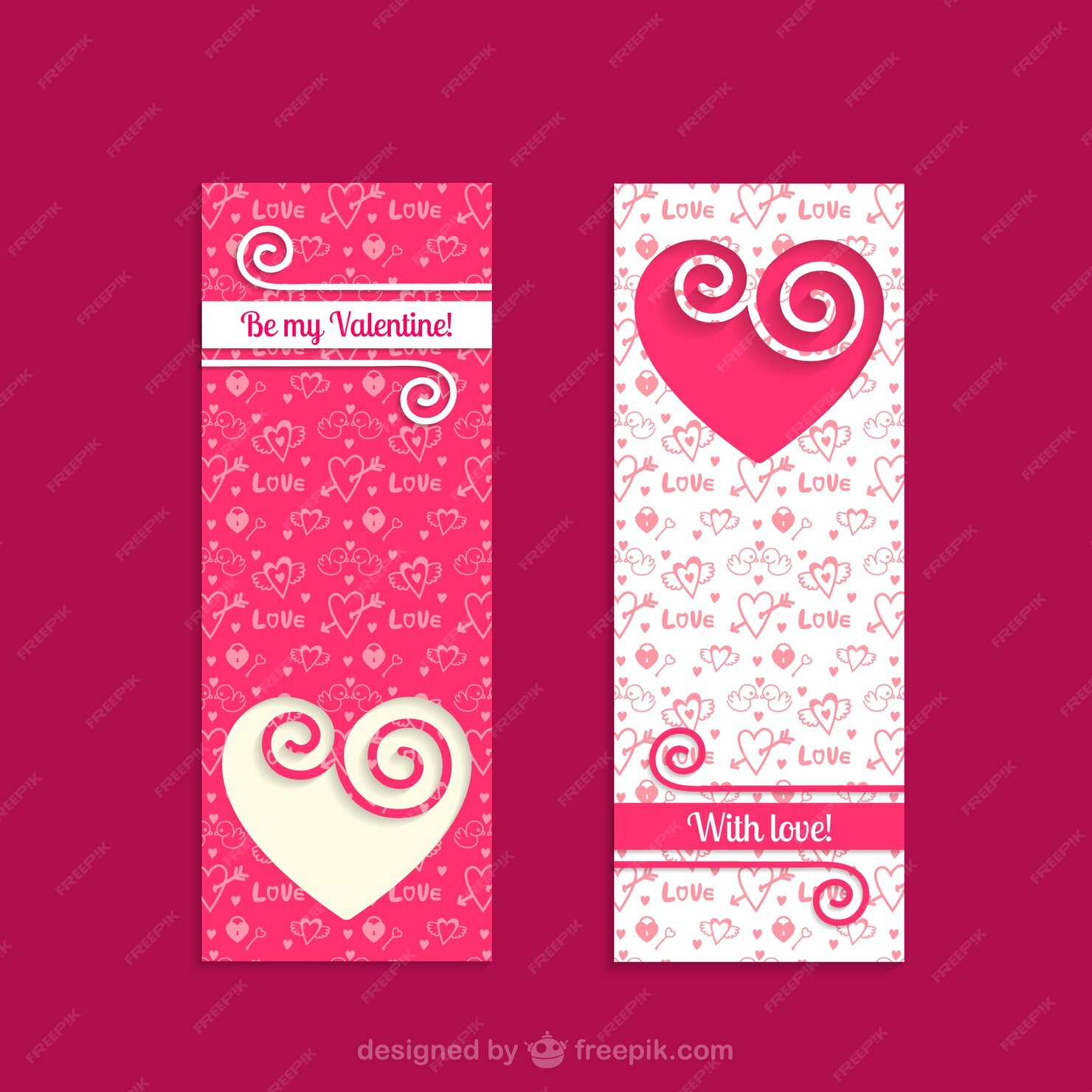 Free Vector Vintage Valentine Banners