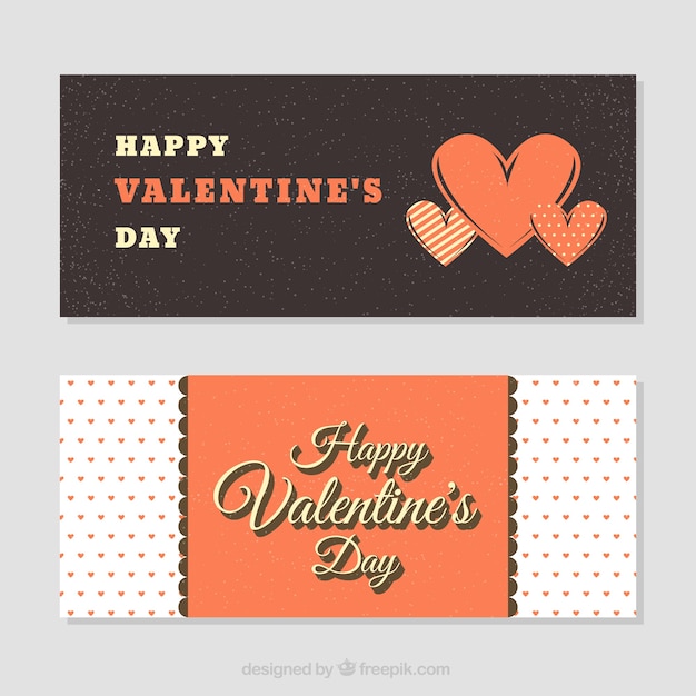 Download Vintage valentine's day banners | Free Vector