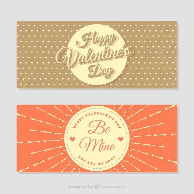 Download Vintage valentine's day banners | Free Vector