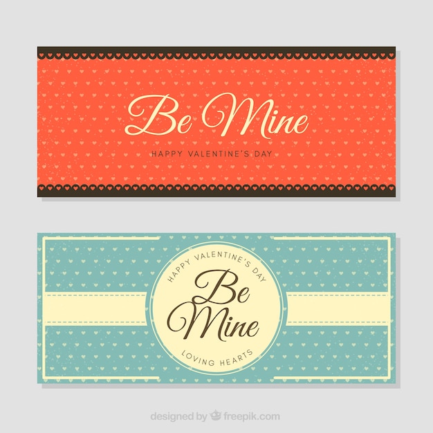 Download Vintage valentine's day banners Vector | Free Download