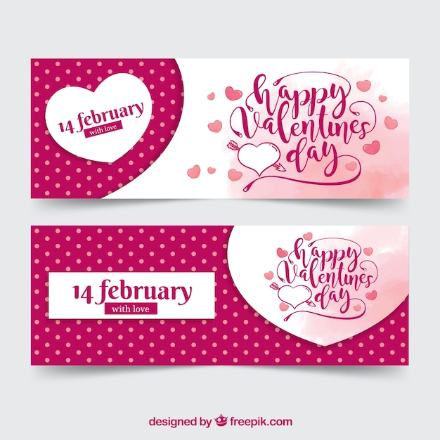 Download Vintage valentine's day banners Vector | Free Download