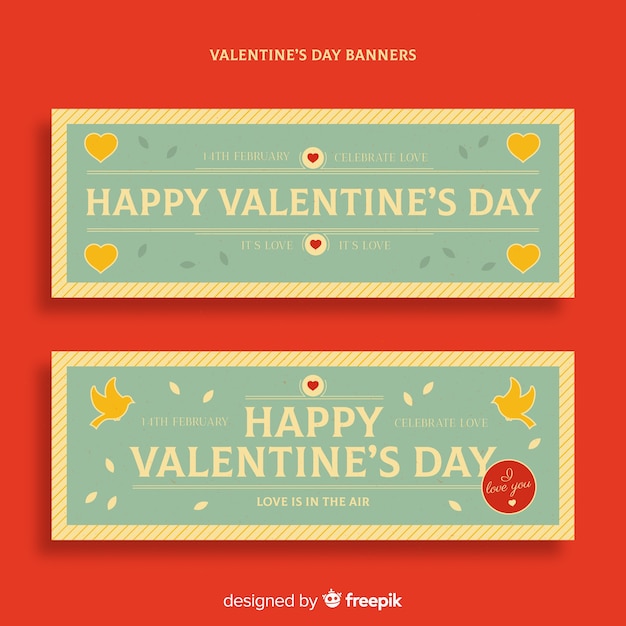 vintage-valentine-s-day-banners-free-vector