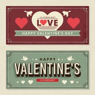 Vintage Valentine s Day Banners Vector Free Download