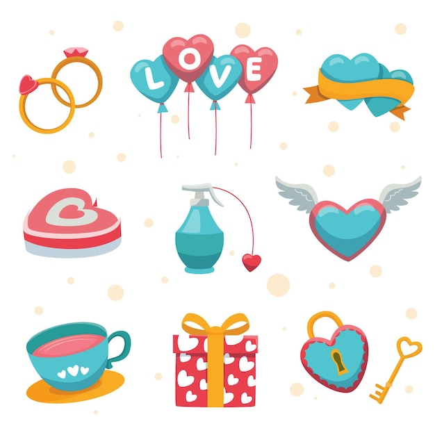 Download Free Vector | Vintage valentine's day element collection