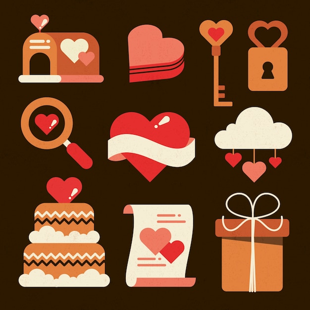 Download Vintage valentine's day element pack | Free Vector