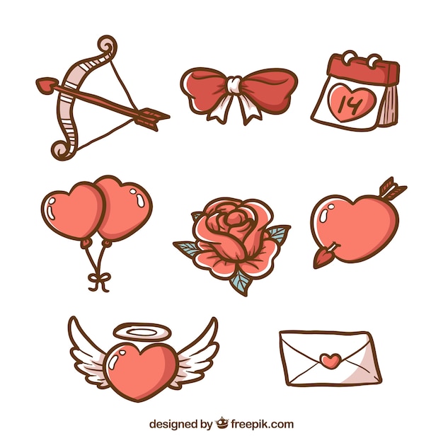 Download Vintage valentine's day elements collection Vector | Free ...