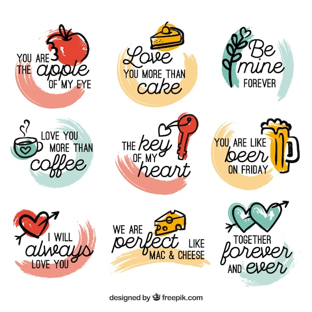 Download Vintage valentine's day label/badge collection Vector | Free Download