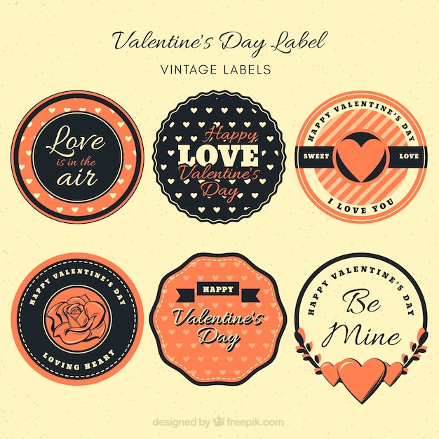 Download Vintage valentine's day label/badge collection Vector ...