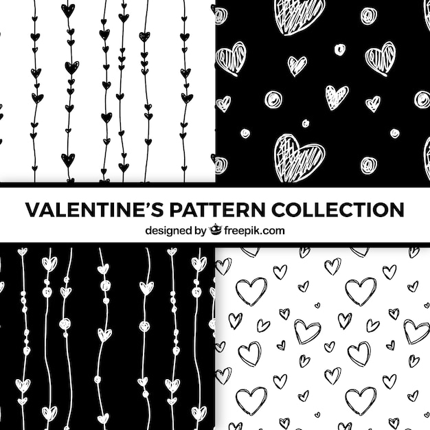 Download Vintage valentine's day pattern collection | Free Vector