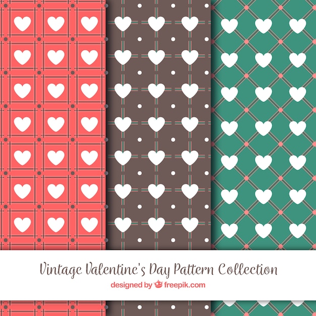 Download Free Vector | Vintage valentine's day pattern collection