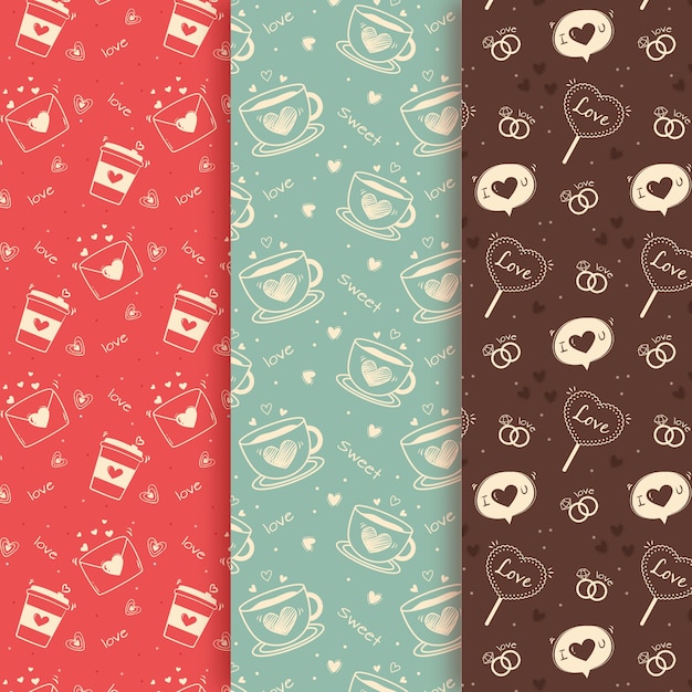 Download Vintage valentine's day pattern collection Vector | Free Download
