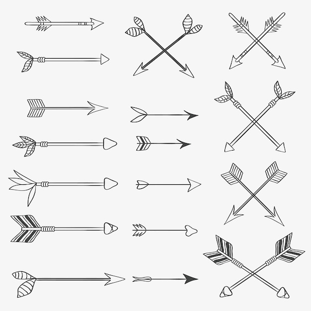 Premium Vector | Vintage vector set of handdrawn arrows